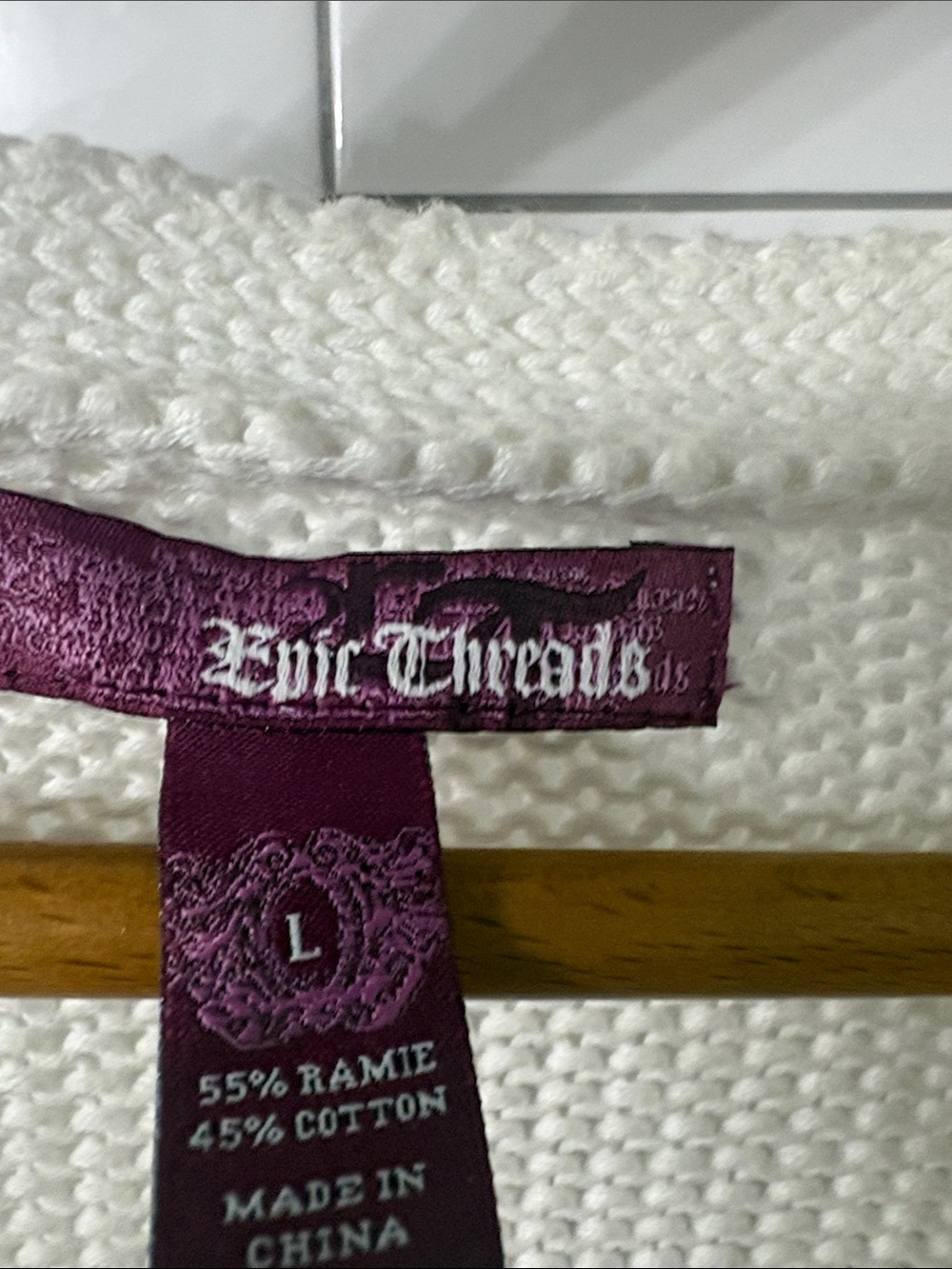Epic Threads Ivory Open-Knit V-Neck Button Cardigan - Picture 2 of 3